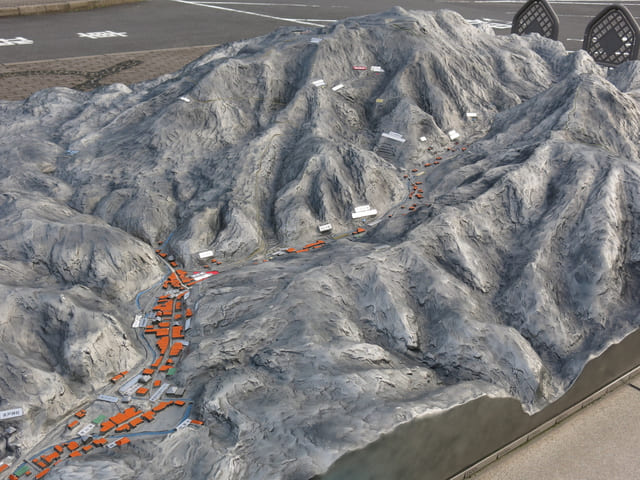 石見銀山公園（島根県大田市大森町）にある石見銀山遺跡の模型