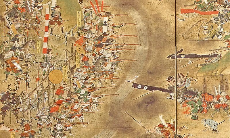 『長篠合戦図屏風』にみえる、本多忠勝隊と突撃する武田軍