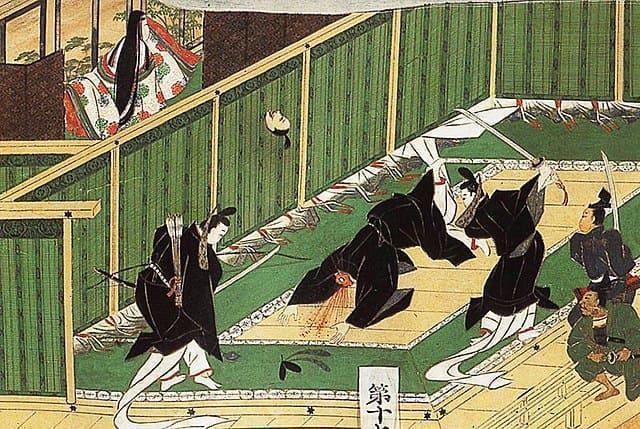 乙巳の変で蘇我入鹿が暗殺されるシーン(『多武峰縁起絵巻』、談山神社所蔵)