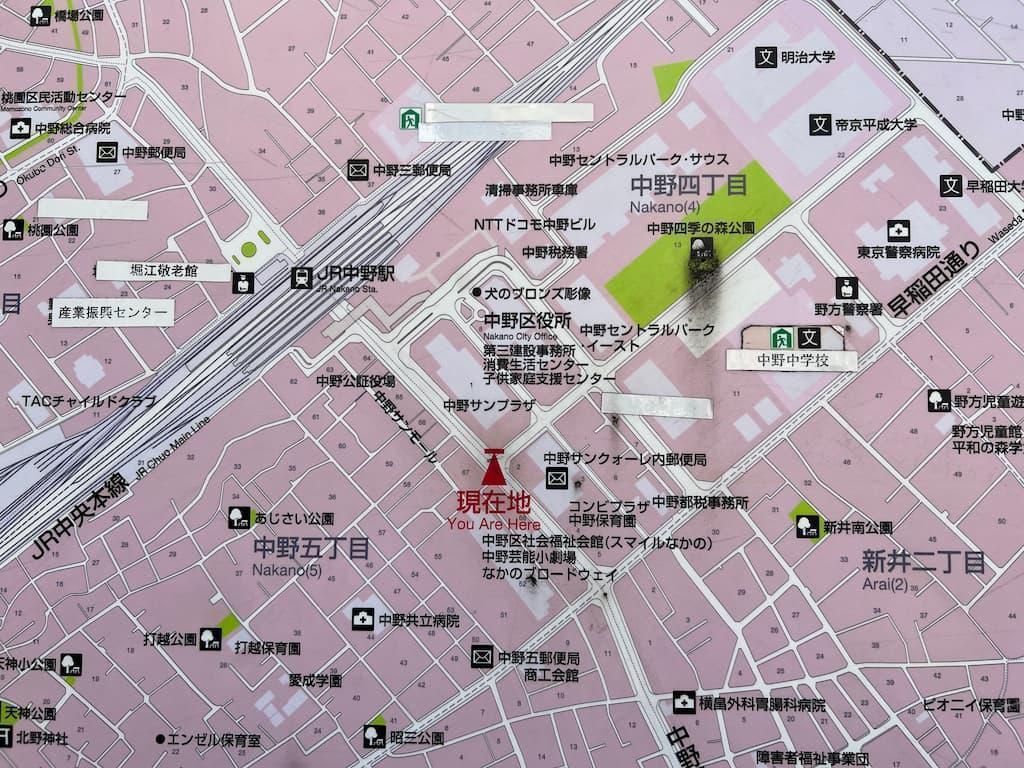 中野サンプラザ周辺マップ