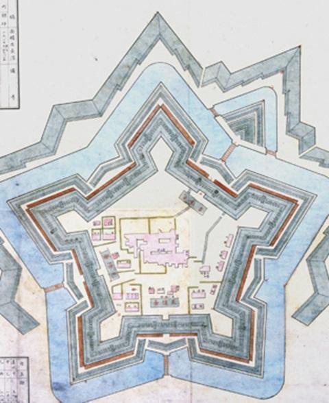 最終設計図の１つとみられている『五稜郭之図』（出典：wikipedia）