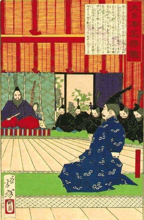 平将門と会見する藤原秀郷(月岡芳年画。出典:wikipedia)