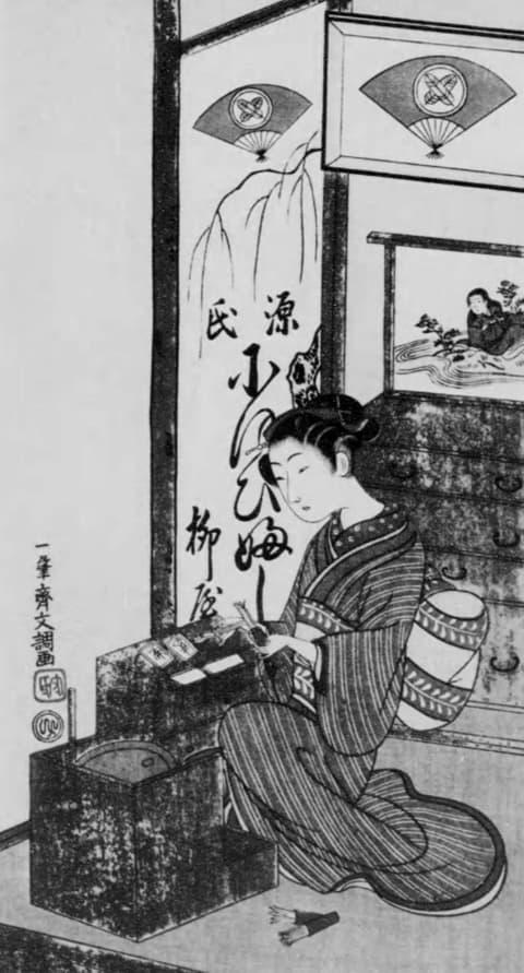 柳屋お藤(一筆斎文調 画。『浮世風俗やまと錦絵 錦絵初期時代 中巻』より。出典:国立国会図書館デジタルコレクション)