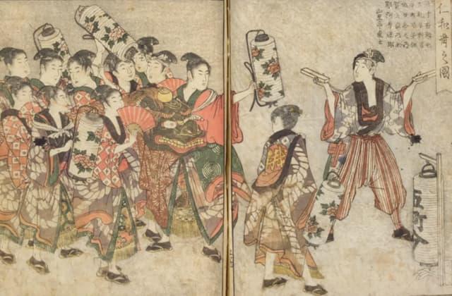 『青楼絵抄年中行事』に描かれた俄（出典：国立国会図書館デジタルコレクション）