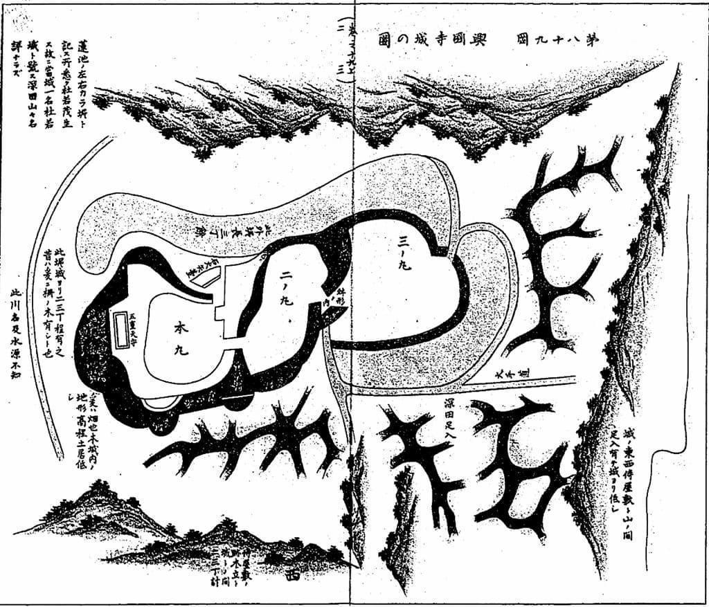 興国寺城の縄張図（『駿国雑志 ８冊』より。出典：国立国会図書館デジタルコレクション）