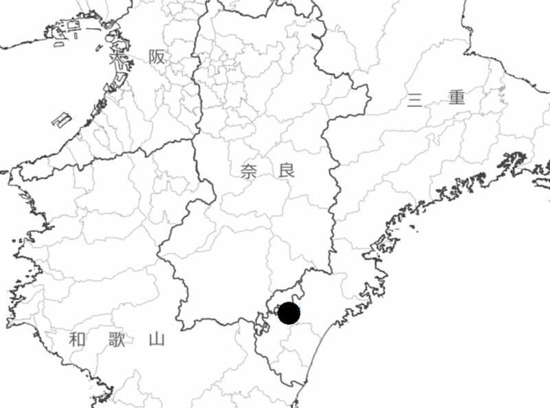 三重県熊野市にある赤木城跡の位置（出典：国土地理院地図）