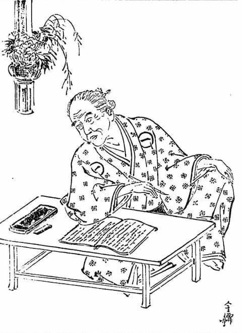 近松門左衛門(『近松門左衛門 2版 (十二文豪 ; 第7巻)』より。出典:国立国会図書館デジタルコレクション)