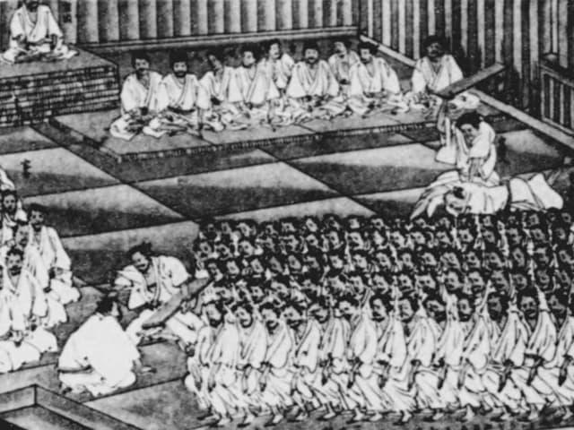 徳川刑事図譜「旧江戸伝馬町牢獄内 昼の図」(『司法制度沿革図譜』より。出典:国立国会図書館デジタルコレクション)