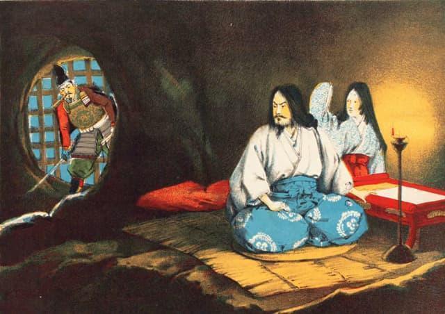 淵辺義博が護良親王の殺害にむかう場面（『家庭教育日本歴史 : 絵入読本』より。出典：国立国会図書館デジタルコレクション）