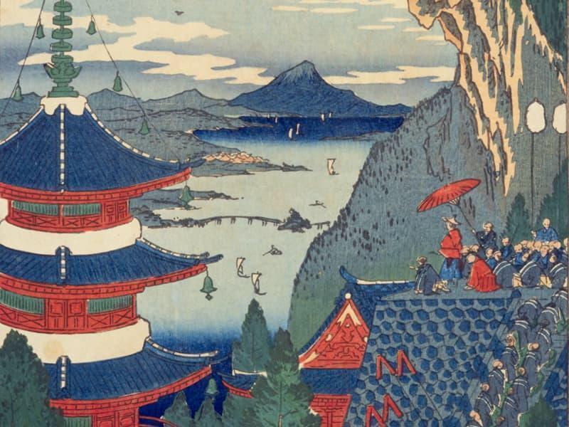 「東海道名所之内  比叡山」（『東海道名所風景』より。出典：国立国会図書館デジタルコレクション）