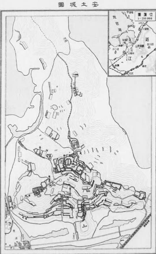 安土城図（『国史参照地図』より。出典：国立国会図書館デジタルコレクション）