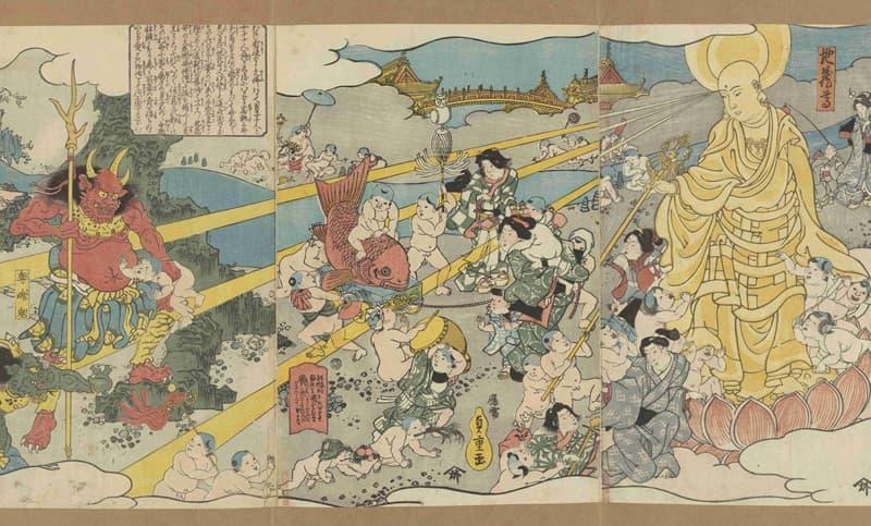 歌川国輝 画『賽の河原・地蔵尊』（出典：東京都立図書館デジタルアーカイブ）