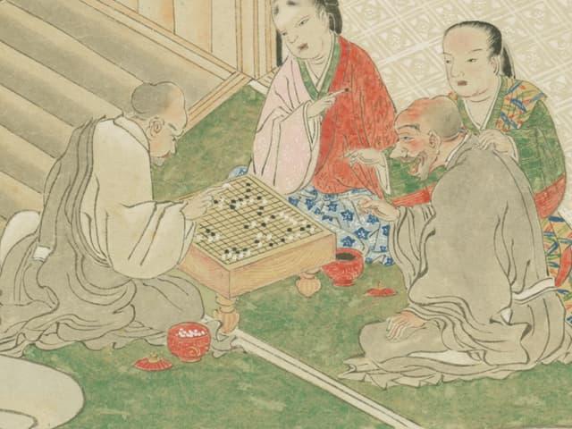 ※参考：戦国時代に囲碁をする人々を描いたもの（『酒飯論』より。出典：国立国会図書館デジタルコレクション）