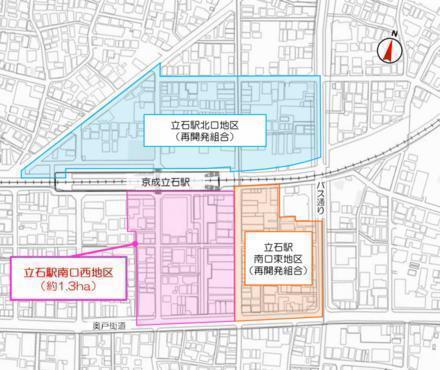 葛飾区ホームページに掲載されている再開発事業のエリア（出典：葛飾区HP）