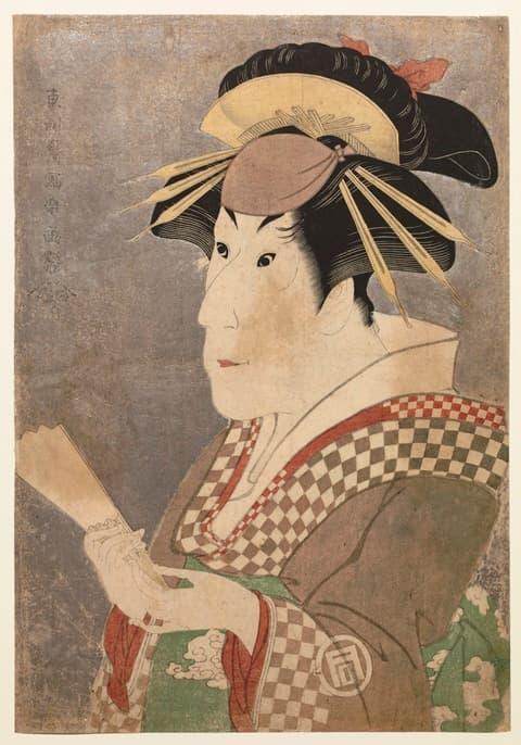 三代目佐野川市松の祇園町の白人おなよ。白と黒の石畳模様がみてとれる(東洲斎写楽 筆。出典:ColBase)