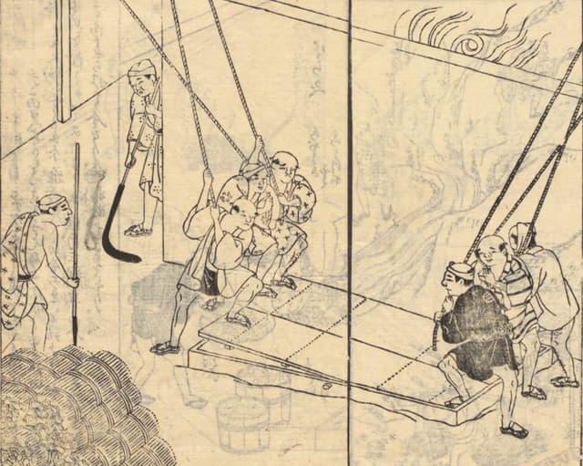 鉄蹈鞴（『日本山海名物圖會』より。出典：国立国会図書館デジタルコレクション）