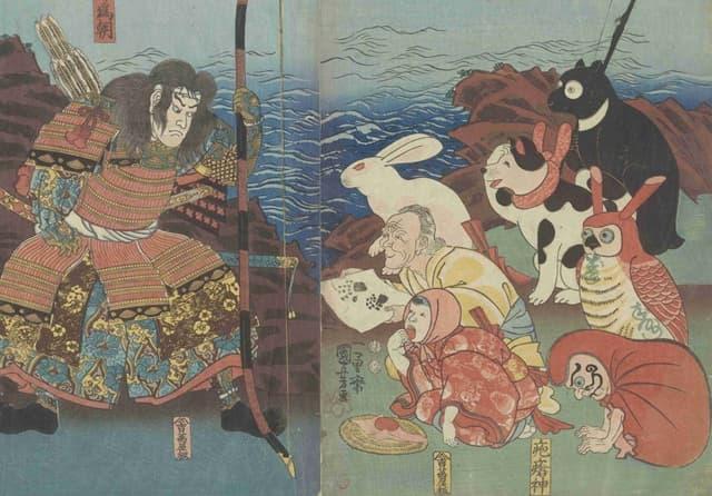 「疱瘡絵」といわれる疱瘡除けの錦絵（出典：東京都立図書館デジタルアーカイブ）