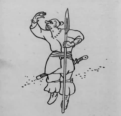 猿田彦（『日本の神様 : 古事記絵ばなし 3版より』。出典：国立国会図書館デジタルコレクション）