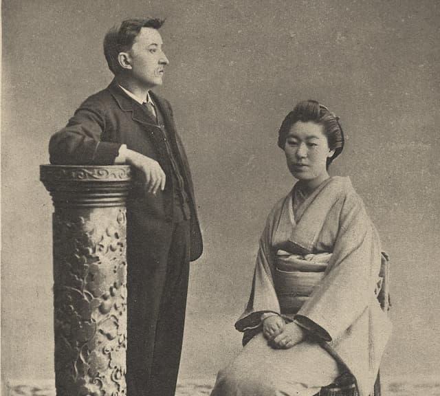 ハーンとセツ（出典：Wikimedia Commons、写真：富重利平、1892年熊本で撮影）