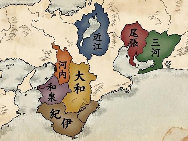 地図（７ヶ国）でみた信盛の軍事規模