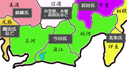今川義元の三河国を支配した際の勢力図（1549年頃）