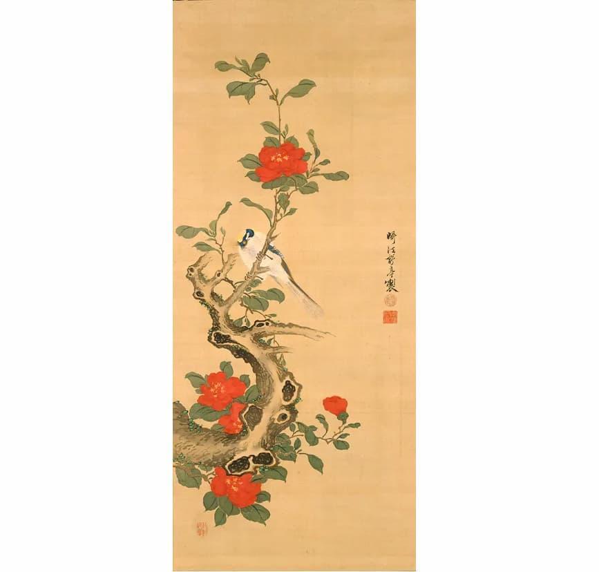 鶴亭「華鳥画」（江戸中期・18世紀）当館蔵