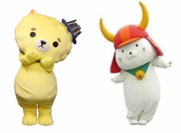 （左）坂井市公式キャラクター「坂井ほや丸」　　（右）彦根市キャラクター「ひこにゃん」