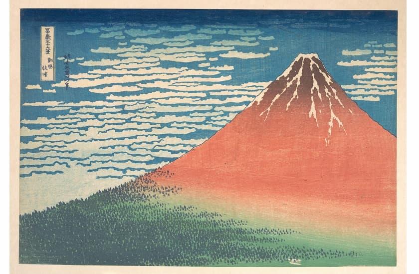 「冨嶽三十六景 凱風快晴」葛飾北斎画(メトロポリタン美術館所蔵)